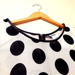 Black White Polka Dots Long Sleeve Size M Medium